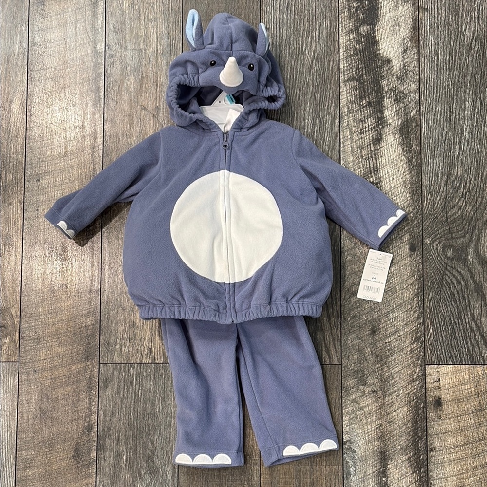 Carter's Gray Blue Rhino Hoodie & Pants Costume Set